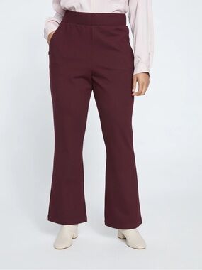 Universal Standard Boot-Cut Pull-On Pants in black Cherry
